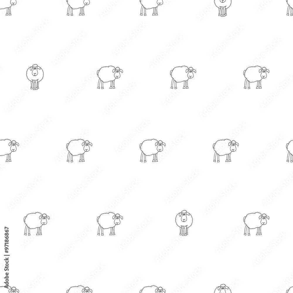 Poster seamless pattern with sheep