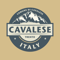 Abstract stamp with the name of town Cavalese in Italy