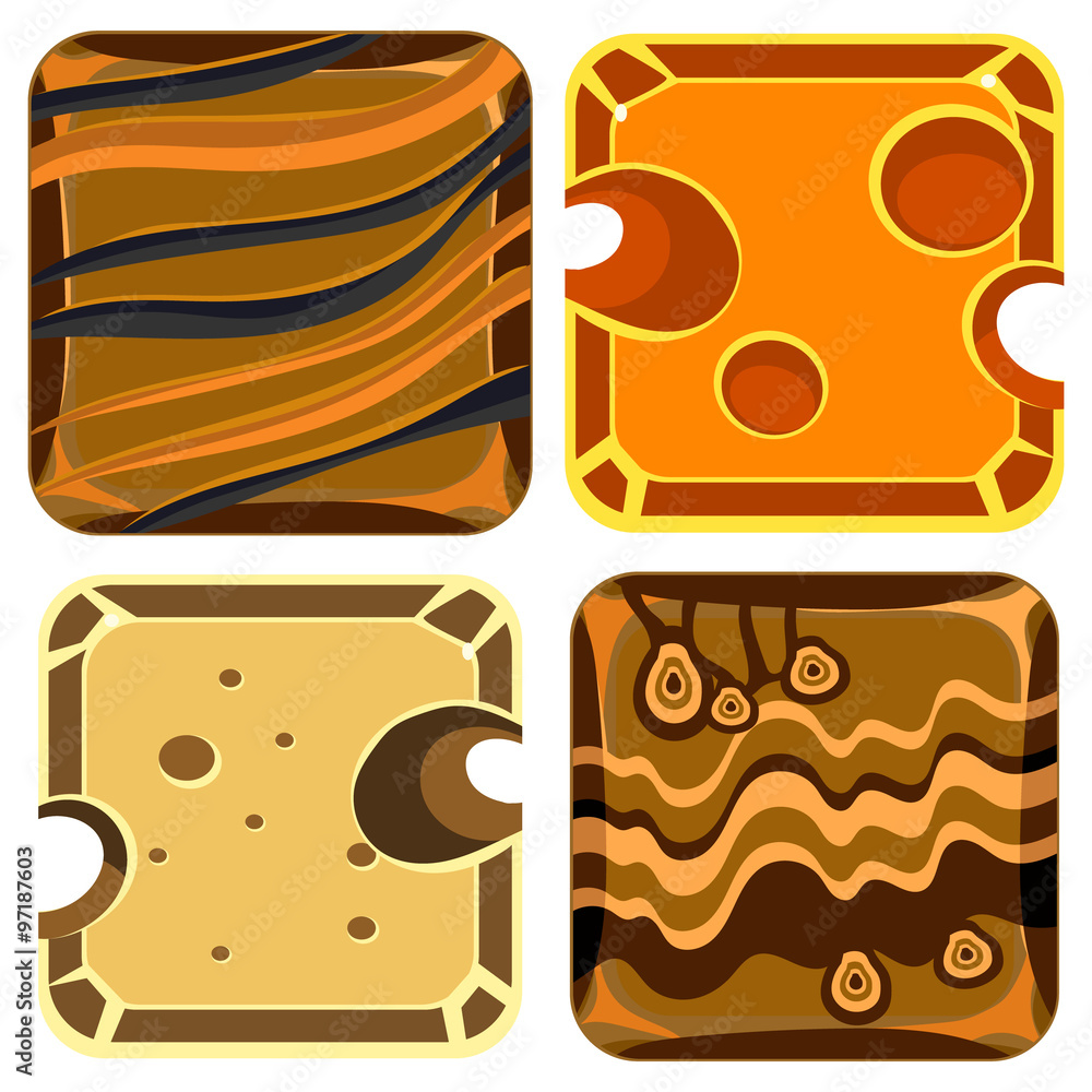Poster different materials and textures for game. vector collection