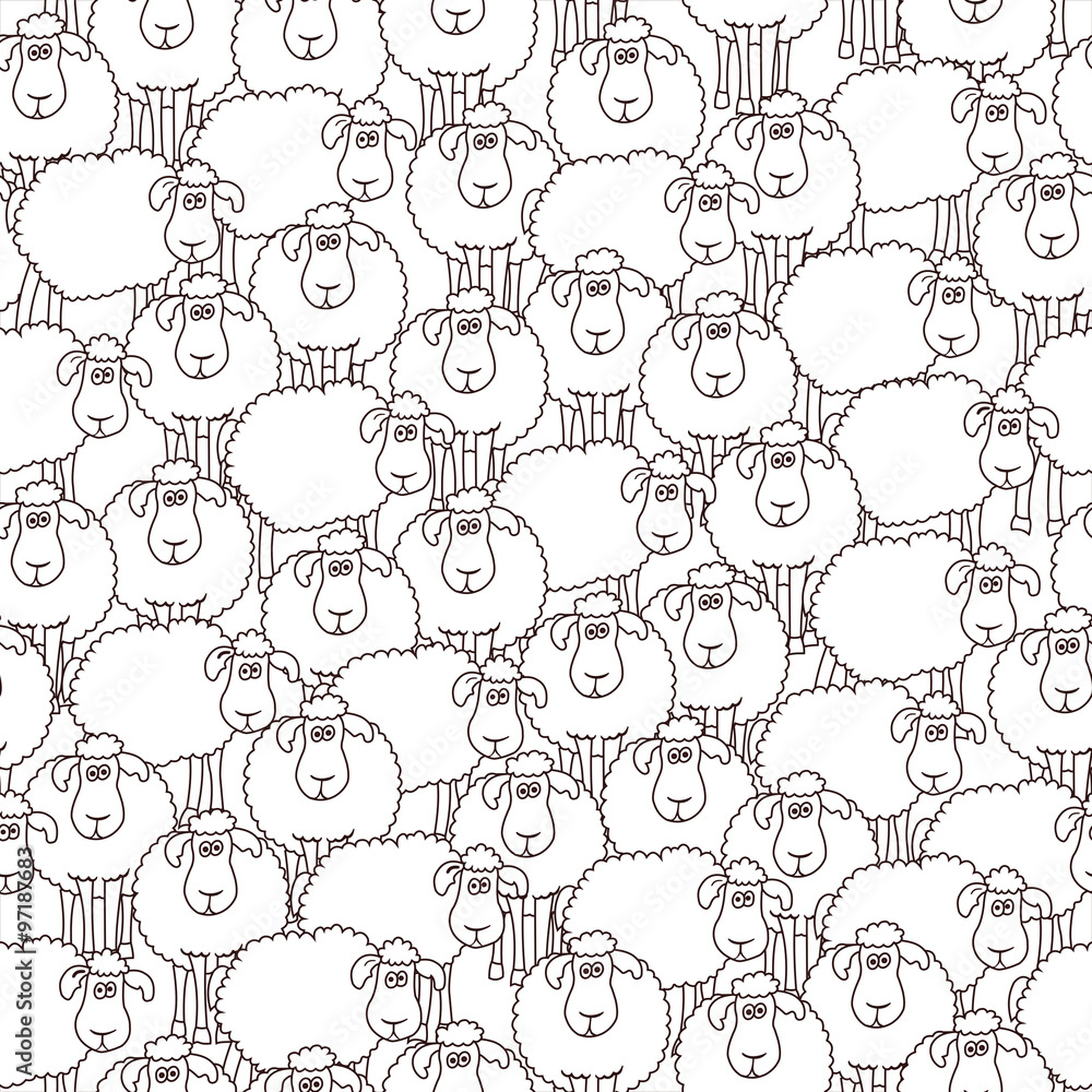 Poster seamless pattern with sheep