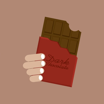 Chocolate Bar In Red Wrap Vector Illustration. EPS10