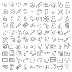 One hundred thin line icons set