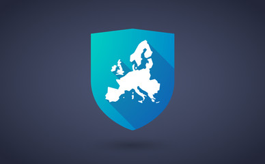 Long shadow shield icon with  a map of Europe