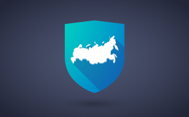 Long shadow shield icon with  a map of Russia