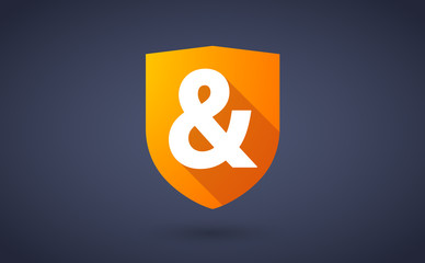 Long shadow shield icon with an ampersand