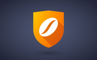 Long shadow shield icon with a coffee bean