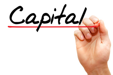 Hand writing CAPITAL with marker, business concept