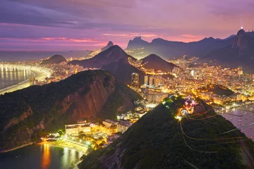 Crédence de cuisine en verre imprimé Copacabana, Rio de Janeiro, Brésil Vue nocturne de Rio de Janeiro, Brésil