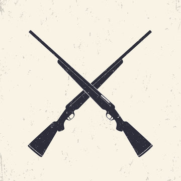 Crossed hunting rifles, vector illustration