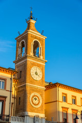 Fototapeta na wymiar Clock tower on Martiri Square in Rimini - Italy