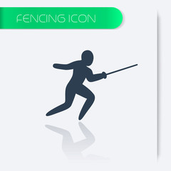 Fencing icon, fencer with foil, vector illustration