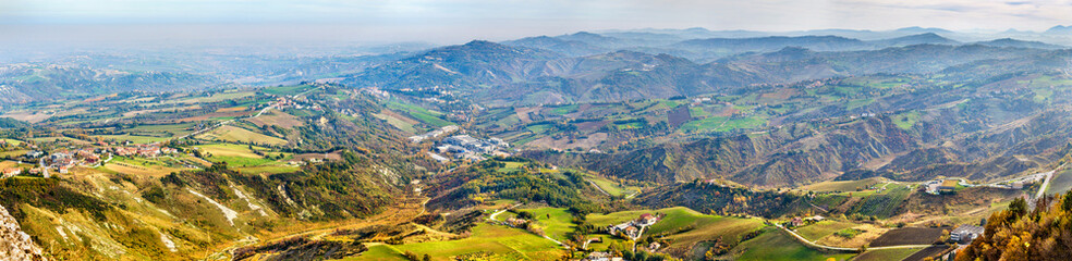 Fototapeta na wymiar Panorama of San Marino and Italy from Monte Titano
