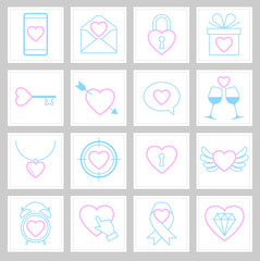 Valentine day love icons set