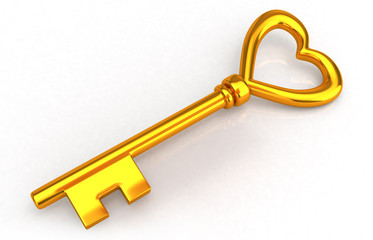 Gold heart key
