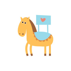 Cute horse with a sign for text