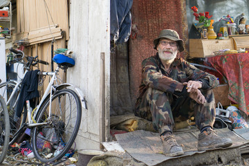 sad and bitter homeless man
