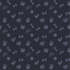 seamless pattern with fitness icons, vector illustration