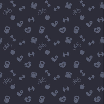 seamless pattern with fitness icons, vector illustration