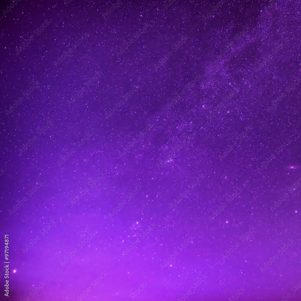 Wall mural beautiful purple night sky with many stars