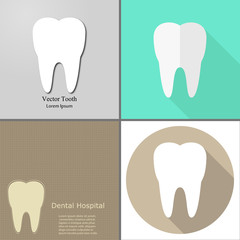 set of tooth icon on different background