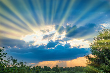 Colorful sunset outside