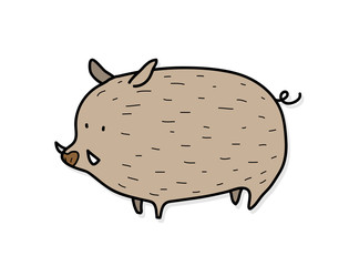 Wild Boar, a hand drawn vector illustration of a wild boar.