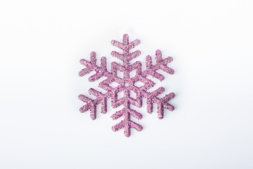 pink snowflakes on white background