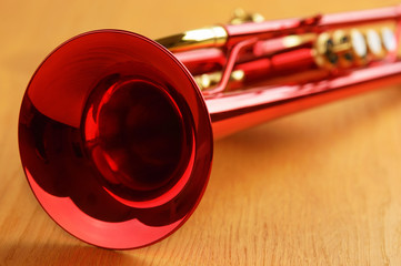 Red brass trumpet