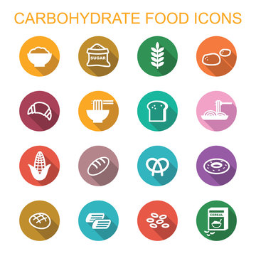 carbohydrate food long shadow icons