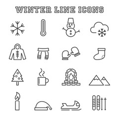 Fototapeta premium winter line icons