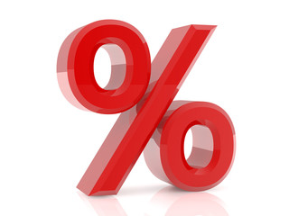 percent sign isolated on white background 3d rendering