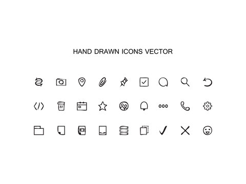 Abstract vector Hand drawn outline web icons set – Office