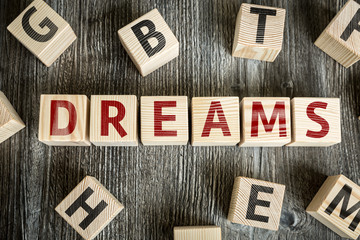 Wooden Blocks with the text: Dreams