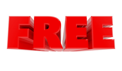 3D FREE word on white background