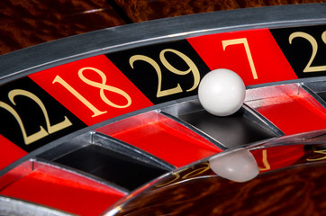 Classic casino roulette wheel with black sector twenty-nine 29