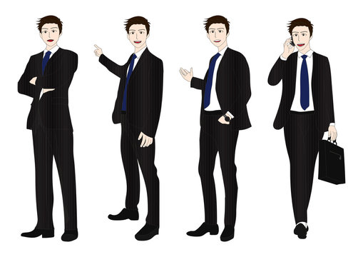 Business Man Full Body Color Illustration