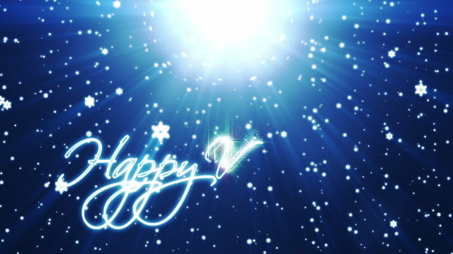 Happy Valentine, holiday background with snowflakes against blue