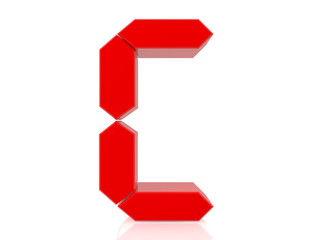 the red letter C digital style on white background 3d rendering