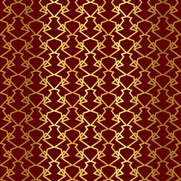 Seamless decorative vector background with golden abstract geometric shapes