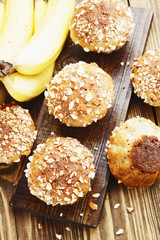 Homemade banana muffins with almond