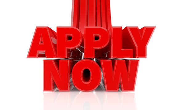 3D APPLY NOW word on white background 3d rendering