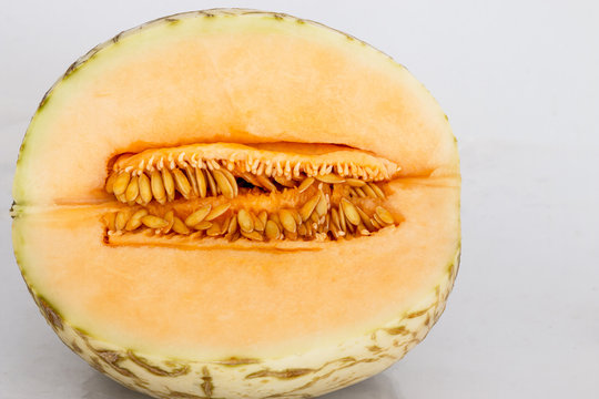 cantaloupe melon, isolated on white