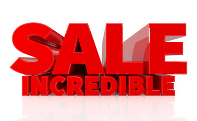 3D SALE INCREDIBLE word on white background 3d rendering