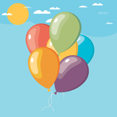 Air balloon in the sky in flat design vector illustration