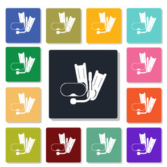 Flippers and mask for diving icon