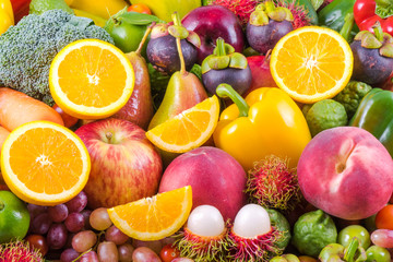 Naklejka na ściany i meble Nutritious fruit and vegetables organic for healthy