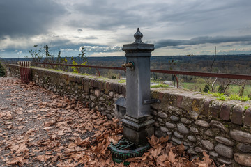 Water Fountain with panoramic view in autumn