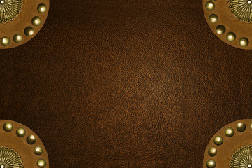 brown leather background with decorated corners