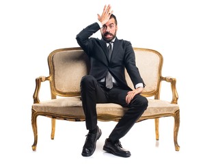 Businessman having doubts