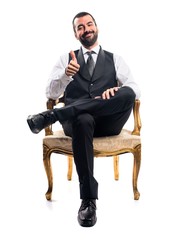 Businessman with thumb up